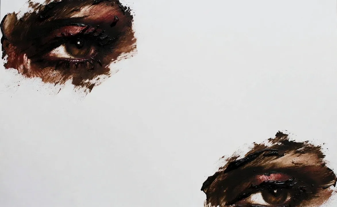 Eyes, oil on paper